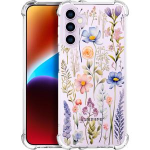 Compatible with Samsung Galaxy S23 Cases with Design, Cute Transparent Designer Phone Case for Women Girls Girly with Heavy Duty Protective Bumper (Clear Summer Floral Bouquets)
