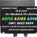 MacBook Pro A3112 A3185 A3401 LCD Screen Assembly, BLK
EMC 8526, EMC 8623, EMC 8894, 14.2in, 3024 x 1964, LCD Screen Display Assembly Replacement, Includes Cover Cable Hinges
