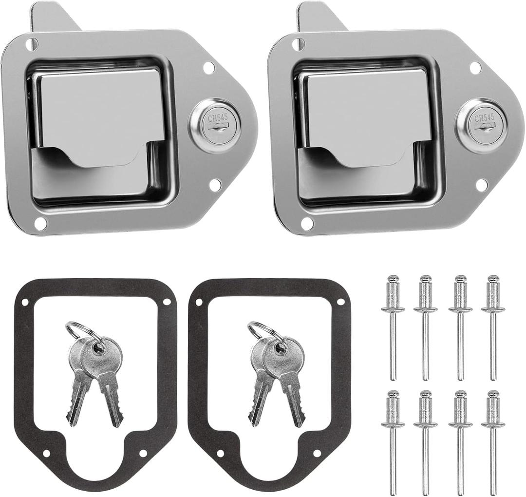 BAUMFEUER Truck Tool Box Latch Replacement 304 Stainless Steel Toolbox Paddle Lock Replacement Handle with Keys for Truck, RV, Trailer, UTV, ATV Box (2 Pack)