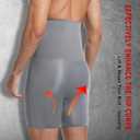 Mens Shapewear Tummy Control Boxer Briefs Compression Shorts Slimming Body Shaper, High-waisted, Long-Legs (Gray, L)
