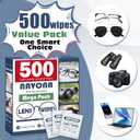500 Count Lens Wipes for Eyeglasses Pre-Moistened, Individually Wrapped Eyeglass Cleaning Wipes Scratch-Free, Streak-Free Glasses Cleaner Wipes for Sunglasses & Camera Lens Bulk Pack