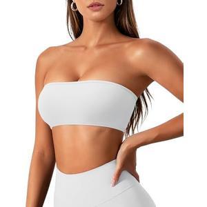 VOYJOY Impact Backless Bandeau Bra Workout Strapless Bandeau Basic Tank Top Adjustable Back, S