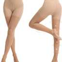 egitcs 8-15 mmHg Sheer Compression Pantyhose for Women Shaping, 2 Pairs Nude Sheer Tights Compression Stockings, Support Hose for Varicose Veins, Edema, Pain Relief, Flying,Beige, M