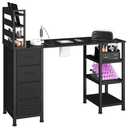 LIVEHOM Manicure Table with Dust Collector & Power Outlets, Nail Tech Desk, 5.35"D x 15.74"W x 47.24"H