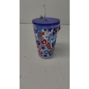USA  Patriotic 16 oz Insulated Straw Tumbler with Lid