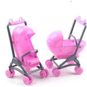 Toddmomy 2Pcs Miniature Stroller Toy Dollhouse Miniature Baby Carriage Plastic Dollhouse Furniture Nursery Doll House Accessories (Easy Assembly, Doll Not Included)