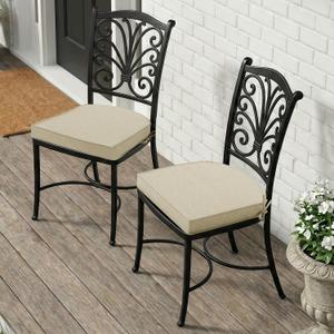 Outdoor Chair Cushions, Fade-Resistant & Water-Resistant, D Shaped Patio Furniture Seat Chair Pads Replacement with Ties, Non-Slip Bottom, Removable Cover, Set of 3, 18.5 x 16 Inch, Beige