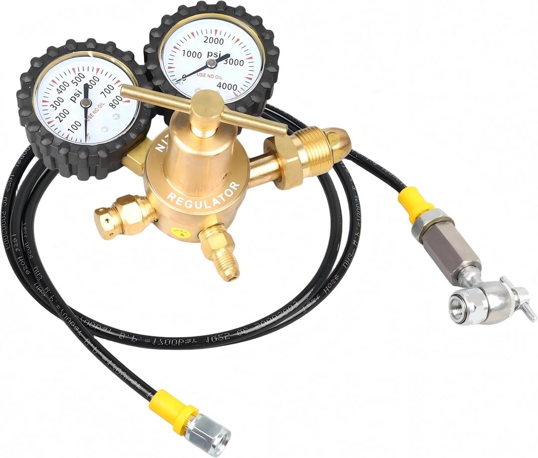 Nitrogen Regulator Kit Nitrogen Shock Fill Tool with 10in High-Pressure Flexible Hose No-Loss Schrader Chuck for UTV ATV Motorcycle Dirt Bike Shock Absorber Nitrogen Refill