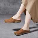 Women's Genuine Leather Rubber-Soled Non-Slip Mules, Casual Soft Leather Flat Slingback Comfory Half Loafers Causal Slippers for Work Walking (5, Brown)