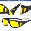 KALIYADI Night-Vision-Glasses Fit-Over-Glasses Wrap-Around Glasses: Anti Glare Night Driving Glasses for men women HD Lens