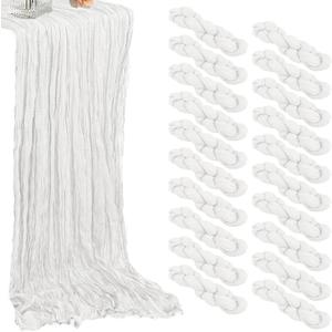 20 Pack White Cheesecloth Table Runners 35 x 71 Inch Rustic Boho Gauze Christmas Table Runner for Wedding Arch, Party Decoration, Bridal Shower, Reception, Farmhouse Dining Decor