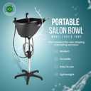 Dompel Portable Shampoo Bowl – Washing Unit & Hair Sink for Salons, Home Care, Seniors & Disabled – Chrome Steel Structure, Adjustable Height, 22L Capacity, 19.3 x 19.3 x 35.23 inches