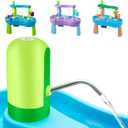 Ultimate Water Table Pump: 3 Hours of Non-Stop Fun Rechargeable Battery Powered Water Pump for Toddlers Water Play Sand Table Toys Accessories Summer Outdoor Game Toys for Kids Green