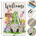 2 x Spring House Flag 28x40 Inch Double Sided Outside, Spring Summer Garden Flags Gnomes Welcome Yard Outdoor Flag