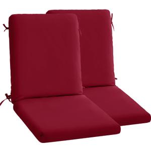 High Back Outdoor Chair Cushions Set of 2-44''x20'' Patio Dining Chair Cushions with Waterproof, Fade-Resistant, Removable & Machine-Washable Covers, Burgundy