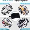 FYY Travel Cable Organizer - 8 Compartments Lightweight Water Resistant Tech Pouch with Wrist Strap Portable Electronic Accessories Case for Cord Charger Storage for Travel Home Office Black (Medium)