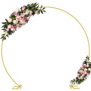 Wokceer 9.2 FT Large Circle Balloon Arch Stand Gold Metal Round Arch Backdrop Stand for Wedding Ceremony Birthday Party Bridal Shower Anniversary Background Decoration
