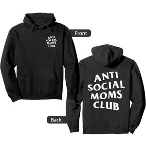 Anti Social Moms Club White Logo (Front + Back) Pullover Hoodie XL