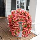 HyeFlora Bougainvillea Artificial Hanging Flowers Plants for Outdoors Winter Decoration, 2pcs Faux Bougainvillea Vines Red Fake Flowers Realistic UV Resistant Silk Flowers for Outside Planter Yard Urn