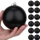 Zubebe 12 Pcs 4 Inch Christmas Balls Ornaments Large Christmas Tree Decorations Shatterproof Plastic Ornament Balls Decorative Hanging Ornaments Holiday Wedding Party for Xmas Tree(Black)