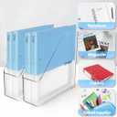 4Pcs Clear Acrylic Magazine File Holder, Plastic Vertical File Folder Storage Magazine Rack Bin, Acrylic Magazine Holder, Desk Document Sorter Organizer for Home Office School Work Desktop Supplies
