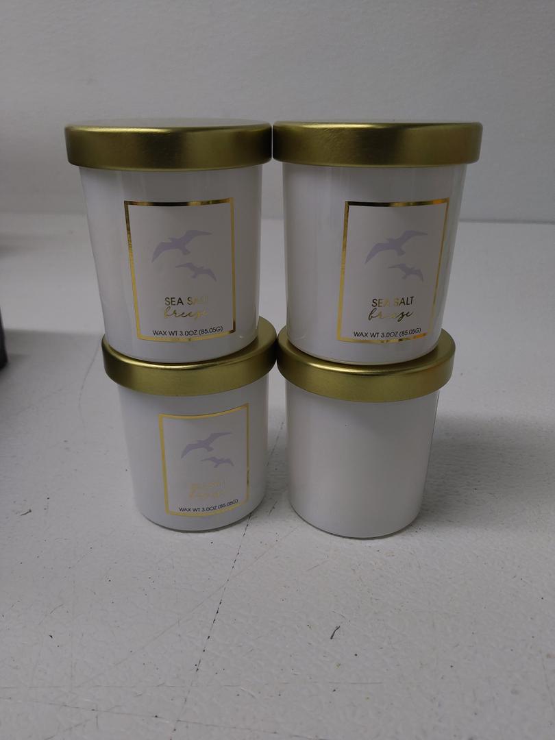 Candle 3Oz Glass Sea Salt 4Pcs