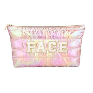Hiroyuki Iridescent Makeup Bag, 14 inches Cosmetic Bag, Large Capacity Travel-Friendly Pouch (Face, pink)