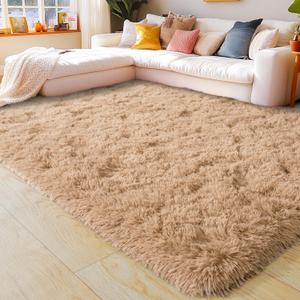 KING DARE Area Rug for Bedroom Beige Rugs, 5x7 Fluffy Soft Shaggy Plush Fuzzy Furry Floor Carpet Washable Non-Slip Modern Rugs for Living Room Dorm Girls Boys Room Aesthetic Decor