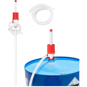 Geelin 2 Set Siphon Drum Pump with Replacement Flexible 48" Discharge Hose, Heavy Duty Bpa-free Manual Fuel Drum Pump Adjustable Length for 55 Gallon Water Barrels Liquid Transfer