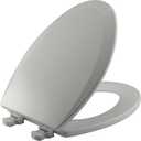Bemis 1500EC Durable Wood Toilet Seat with Easy Clean Hinges, Made in USA, Elongated, Ice Grey