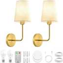 JESLED 15000mAh Wireless Wall Sconce Set of 2 with Remote Control | Rechargeable Battery Operated Wall Lights with Dimmable Brightness, Timer and Magnetic Mounting for Bedroom Decor., 2 pack