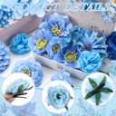BBTO 21 Pcs Flower Hair Clip Rose Hair Clips Barrettes for Women Flower Accessories Boho Bride Claw Clip Hairpin Brooch Pin Headpiece for Wedding (Blue Series)