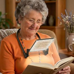 Magnifying Glass with Light for Reading, Hands Free Neck Magnifier, 3-in-1 Wearable Handheld Stand, Large Rectangular Lens 4.6"6.5", Dimmable 3 Color LED Light for Close Work