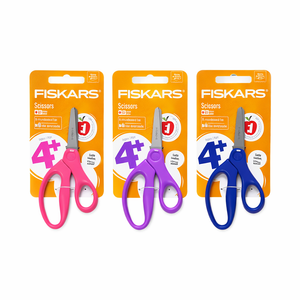 Fiskars 5" Blunt-Tip Kids Scissors for Kids Ages 4-7, Scissors for School or Crafting, Back to School Supplies, 3 Pack