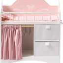 ROBOTIME Baby Doll Crib, Wooden Doll Bed, Toy Baby Crib with Storage, Bedding, and Wooden Hooks, Doll Crib Fits Dolls up to 21", Doll Furniture for American Girls Ages 3+ (Pink)