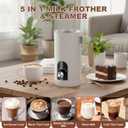 5 in 1 Electric Milk Frother Automatic Hot & Cold Foam Maker Auto Shut-Off Durable Detachable Milks Frother Fast Frothers Safe BPA Free Easy to Use and Clean for Heated Milks, Matcha (White)