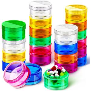 Sieral 8 Pieces 7 Days Stackable Pill Organizers 7 Compartments Round Pill Boxes Tower Weekly Vitamin Individual Storage Containers Travel Cases with Lids for Medications, Vitamins and Supplements