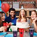 24 Pcs Spider Party Supplies Gift Spider Cup Bulk 16oz Thick Plastic Disposable Hot Cold Drink Cup Web Birthday with Lid for End of The Year Holiday Gifts (Red,Purple)