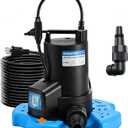1/2HP Swimming Pool Cover Pump Automatic On/Off 3500GPH Submersible Water Pump with Filter Net 3/4 Check Valve Adapter & 25ft Power Cord 110V Sump Pump for Swimming Pool Hot Tubs Pond Basement (Blue)