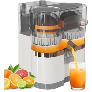 Kiss the Water Electric Citrus Juicer, Automatic Dual Orange and Lemon Squeezer with Power Cord & Cleaning Brush, 2 in 1 Electric Fruits Juicer for Orange, Lemon, Lime, Grapefruit, Easy to Clean & Use (Grey)