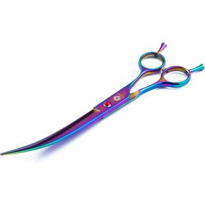 Dream Reach 8.0 Inch Twin Tailed Rainbow Curved Blade Pet Grooming Scissors Dog Hair Cutting Shears with Case