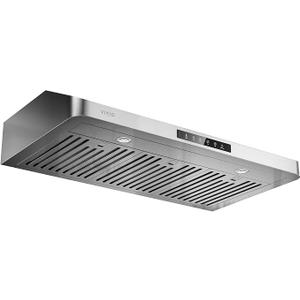 VIKIO HOME 36 Inch Under Cabinet Range Hood, 980CFM Fast Venting Ducted
Kitchen Hood With 3 Speed Gesture & Touch Control, Stainless Steel Stove Vent Hood With LED Light And 2 Baffle Filters