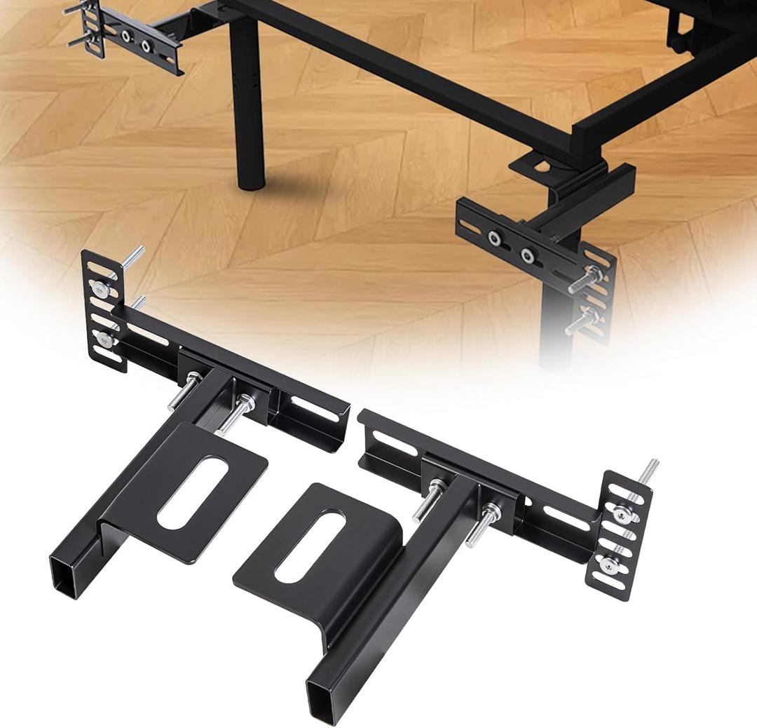 Fohil Headboard Brackets for Metal Bed Frame, 2 Pack Adjustable Headboard Brackets with Footboard Extension Kit Black Universal Headboard Bracket Kit Fit Twin Full Queen King