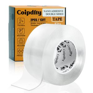 Double Sided Wide Tape for Walls 1.58" Wider Removable Poster Tape Mount Tape Heavy Duty Sticky Tape for Wall Hanging Pictures Traceless Washable Adhesive Tape 1.58" x6.5Ft