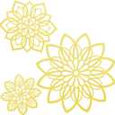 3 Pieces Metal Flowers Wall Decor, Black Wall Decoration Metal, Flower Art Wall Decor Farmhouse Wall Decorations Multiple Flowers Hanging Decor for Bathroom Living Room Home Kitchen Garden Office (Gold Elegant)