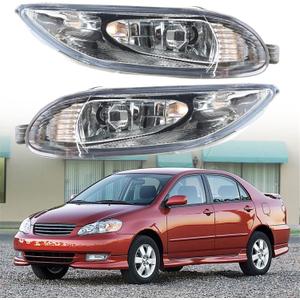 Silscvtt Fog Lights Assembly Replacement for 2005-2008 Corolla with Bulbs + Bezel Front Driving Fog Light Left+Right Side (Passenger & Driver Side)