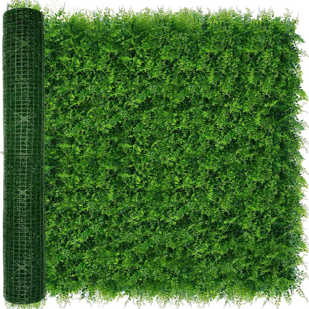 Greenery Faux Grass Wall Backdrop 72"x128" (64 SQFT) UV-Anti Artificial Green Boxwood Panel for Patio Balcony Privacy & Ivy Fence Covering Privacy, Garden, Backyard Wall Backdrop Decor (3D Style 1)