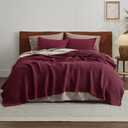 Bedsure Gentlesoft 100% Cotton Blanket King Size for Bed - Breathable and Soft for Summer, Thick Cozy Waffle Weave Blanket Gifts for Women, Red, 104x90 inches