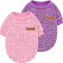 2 Pieces Pet Dog Classic Knitwear Sweater, Fleece Coat for Small,Medium Dogs,Warm Pet Dog Cat Clothes,Soft Puppy Customes for Chihuahua Yorkshire Tzu (Pink Purple,XXS)