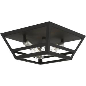 Livex Lighting, 49560-04, Schofield, Flush Mount, Black with Brushed Nickel Accents